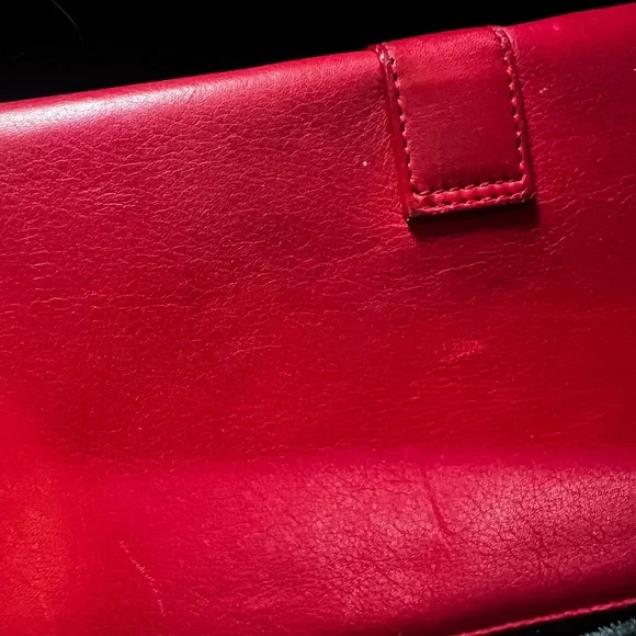 Saint Laurent red long wallet  Black Dust Bag and Box. **AUTHENTIC** - Picture 4 of 14